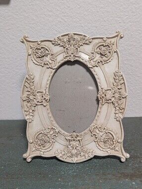 Vintage Ornate Oval Floral Picture Frame Shabby Chic Victorian Cottagecore